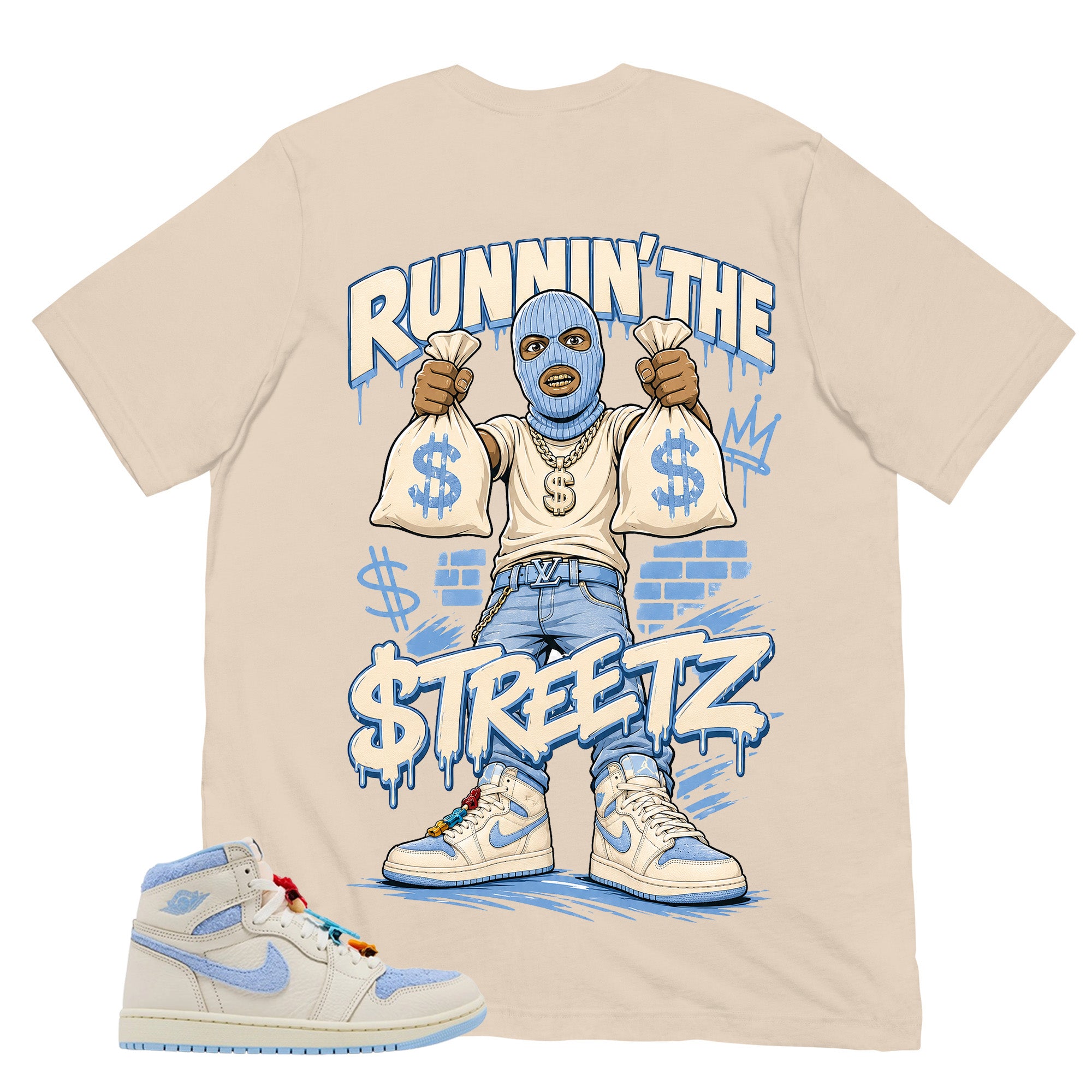 Blue Pale Ivory Pyschic Blue Wmns 1s Shirt Runnin The Street Graphic