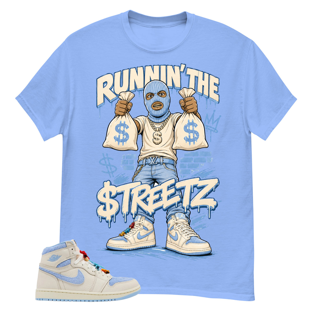 Blue Pale Ivory Pyschic Blue Wmns 1s Shirt Runnin The Street Graphic