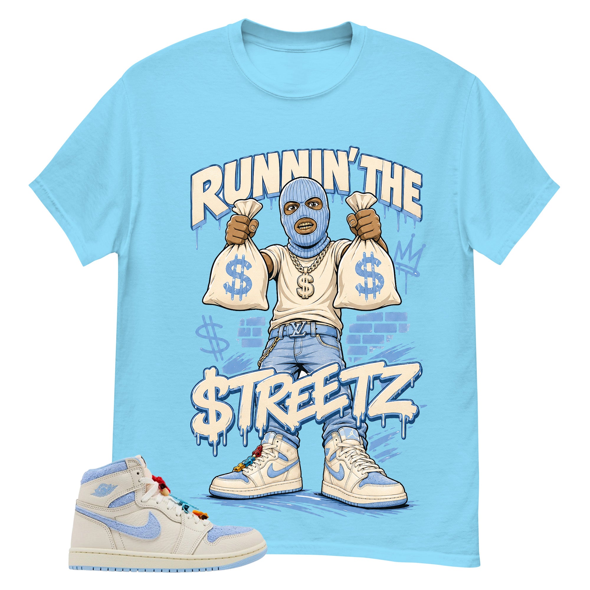 Blue Pale Ivory Pyschic Blue Wmns 1s Shirt Runnin The Street Graphic