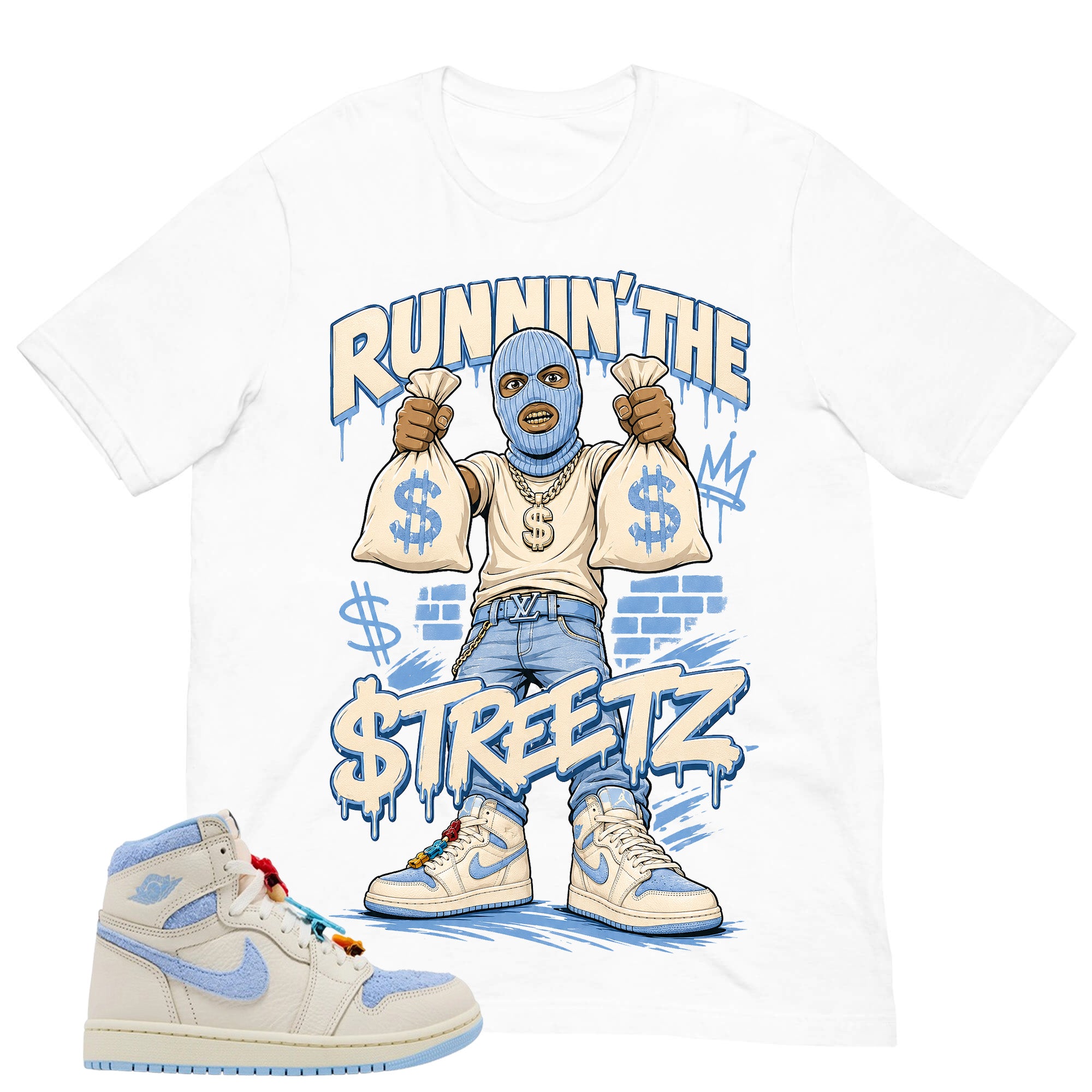 Blue Pale Ivory Pyschic Blue Wmns 1s Shirt Runnin The Street Graphic