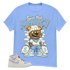 Blue Pale Ivory Pyschic Blue Wmns 1s Shirt Save That Money Graphic