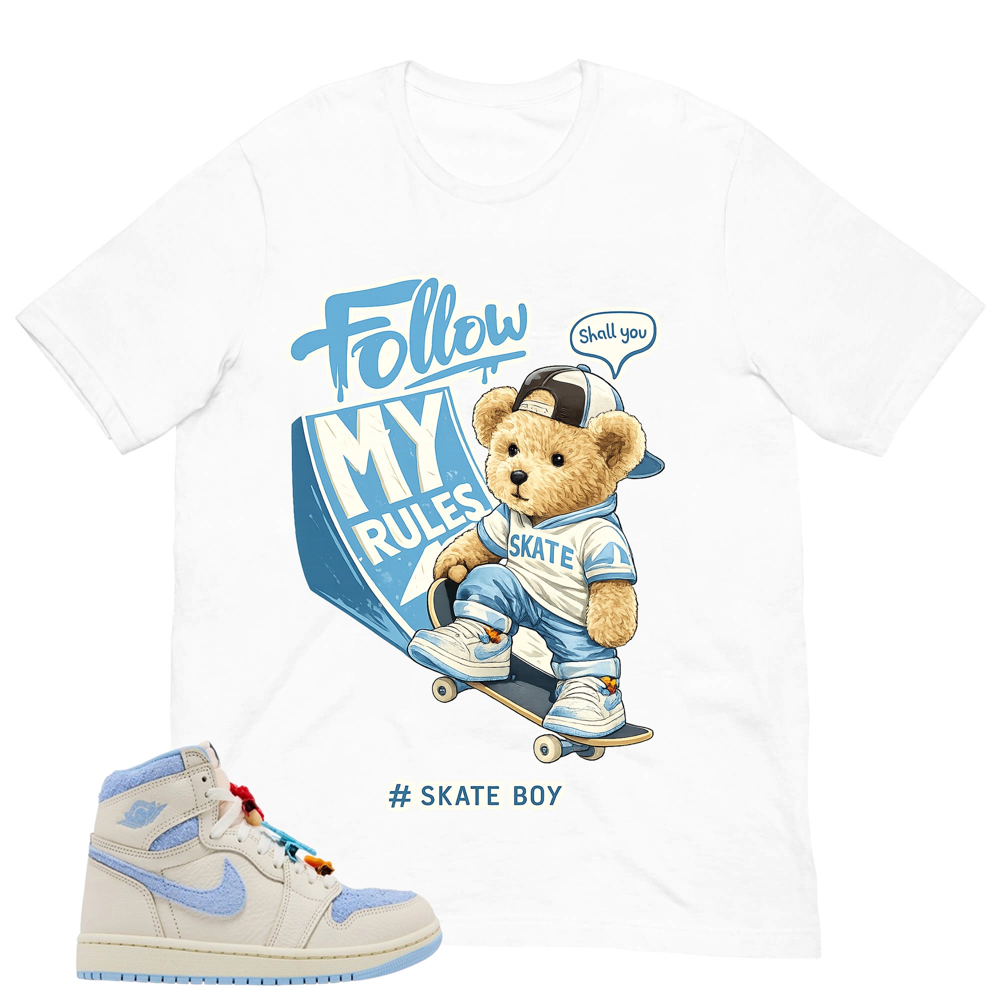 Blue Pale Ivory Pyschic Blue Wmns 1s Shirt Skate Boy Graphic