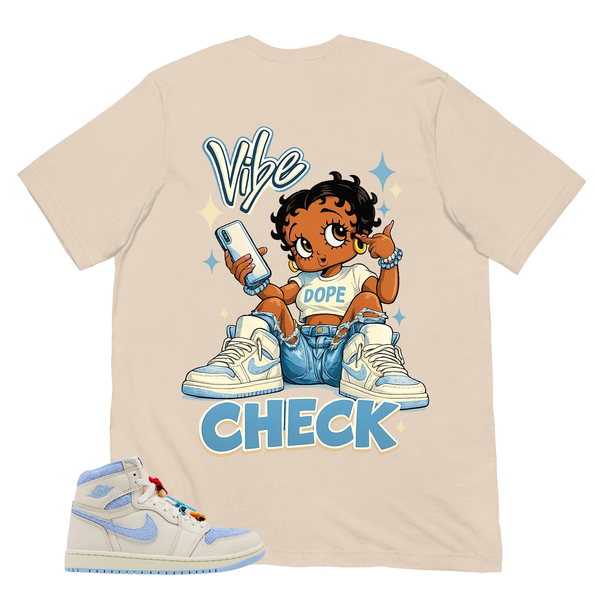 Blue Pale Ivory Pyschic Blue Wmns 1s Shirt Vibe Check Graphic