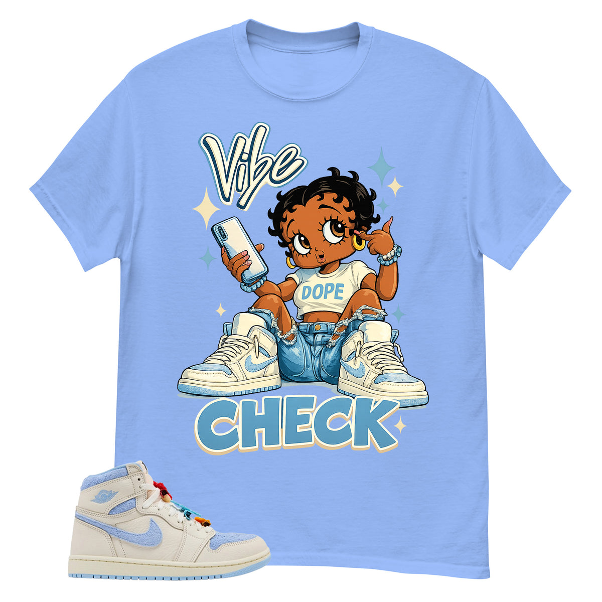 Blue Pale Ivory Pyschic Blue Wmns 1s Shirt Vibe Check Graphic