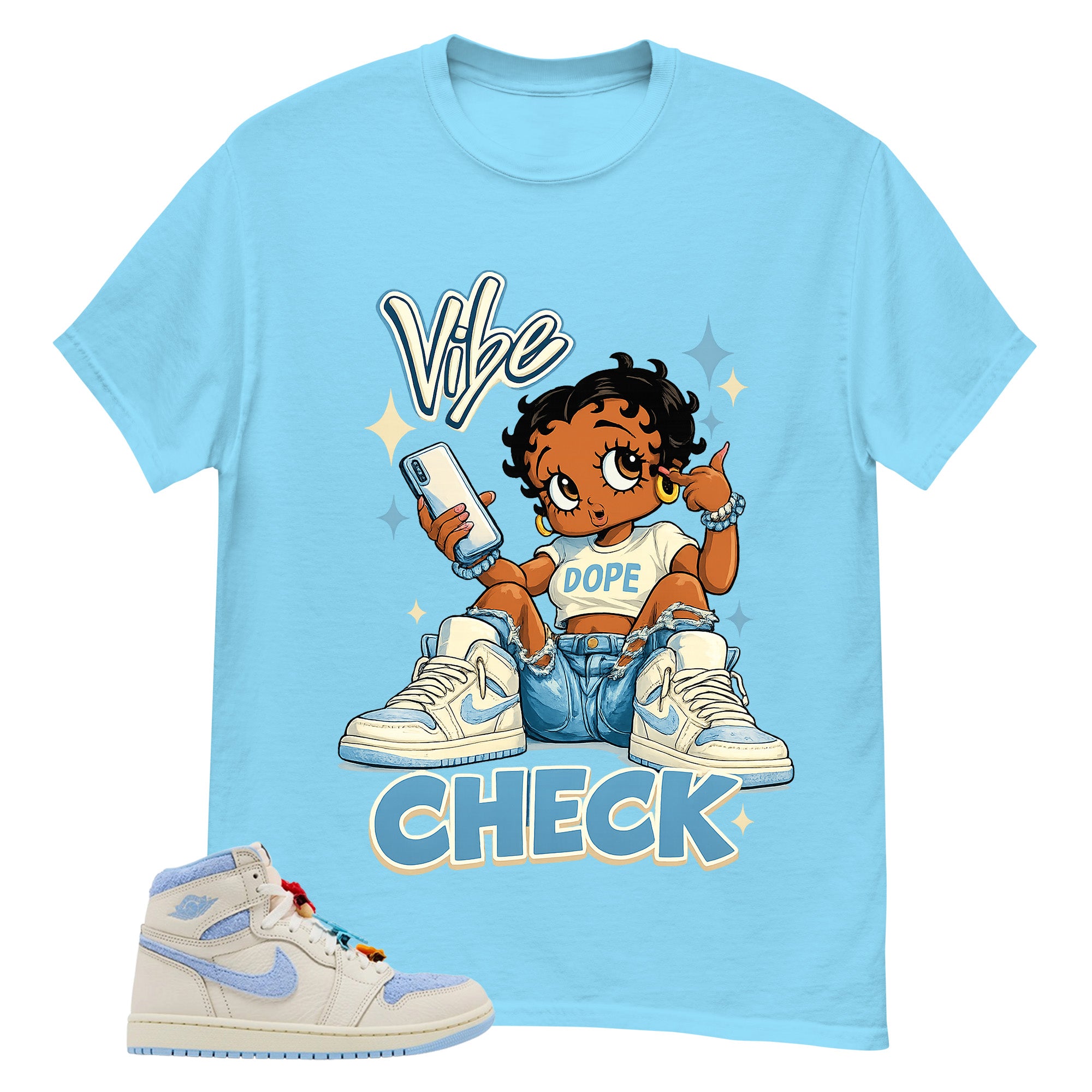 Blue Pale Ivory Pyschic Blue Wmns 1s Shirt Vibe Check Graphic