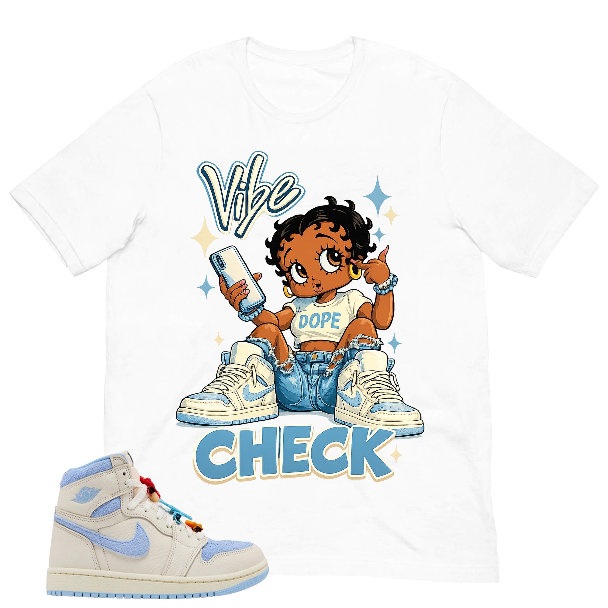 Blue Pale Ivory Pyschic Blue Wmns 1s Shirt Vibe Check Graphic