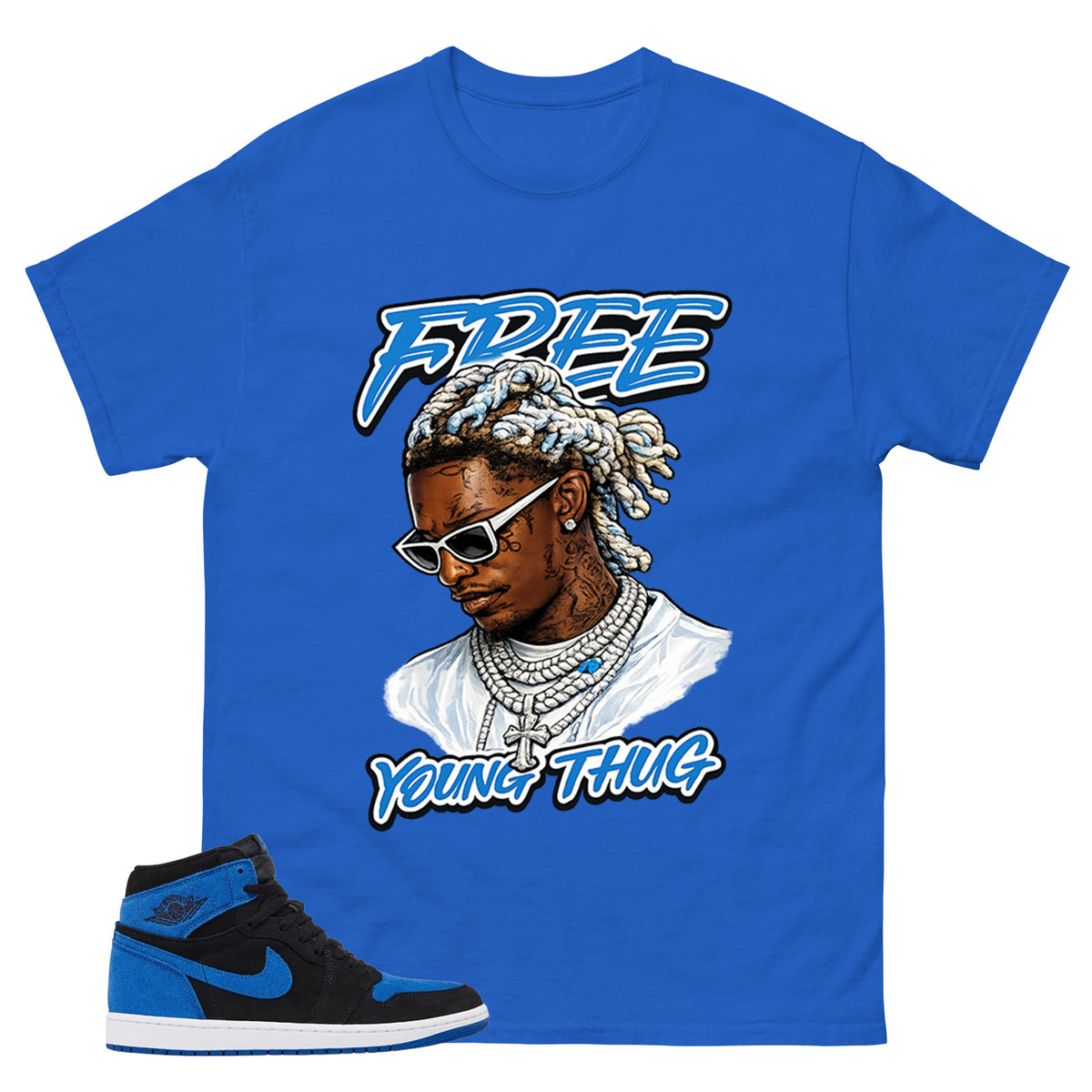 Blue Royal Reimagined 1s Zadago Shirt Free Young Thug Graphic