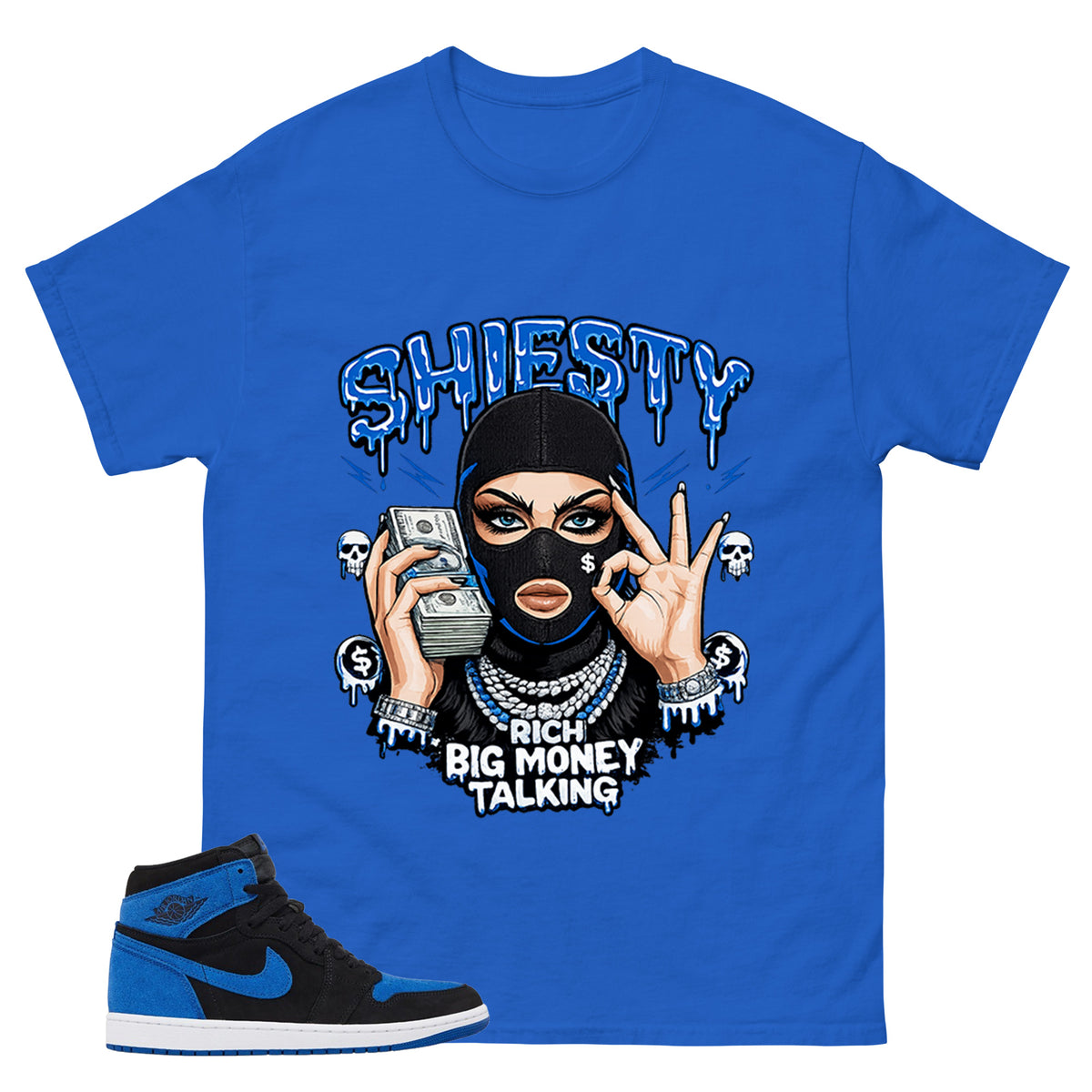 Blue Royal Reimagined 1s Zadago Shirt Shiesty Big Money Talking Graphic