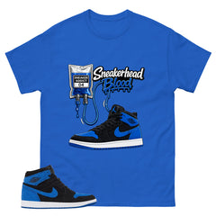 Blue Royal Reimagined 1s Zadago Shirt Sneakerhead Blood Graphic