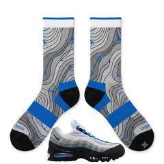 Blue Spark Sneaker Match Socks – Air Max 95 OG Inspired Mid-Calf Crew Socks