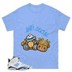 Blue UNC Home 6s Zadago Shirt Anti Social Graphic