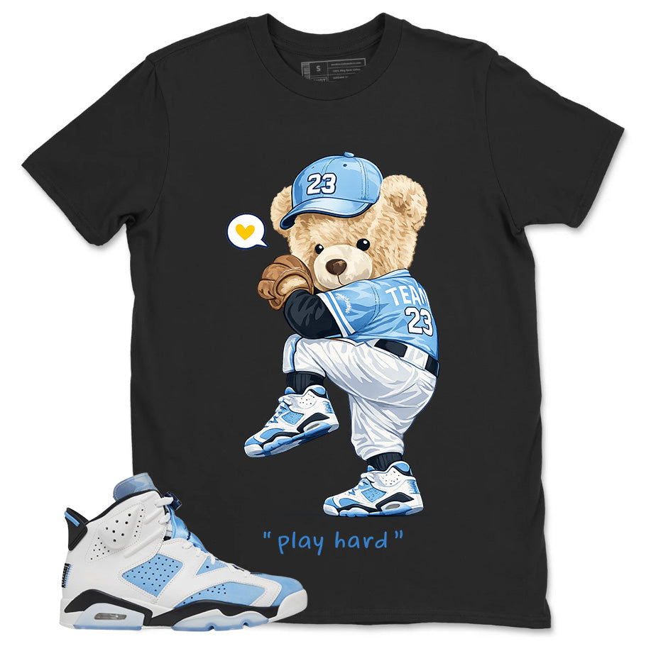 Blue UNC Home 6s Zadago Shirt Baseball Play Hard Bear Graphic