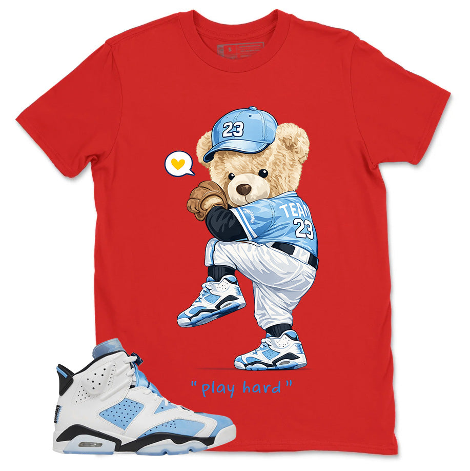 Blue UNC Home 6s Zadago Shirt Baseball Play Hard Bear Graphic
