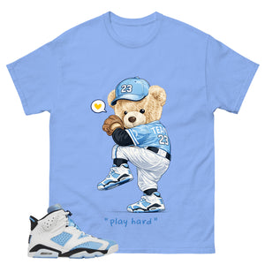 Blue UNC Home 6s Zadago Shirt Baseball Play Hard Bear Graphic