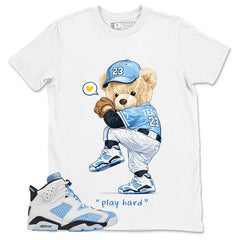 Blue UNC Home 6s Zadago Shirt Baseball Play Hard Bear Graphic