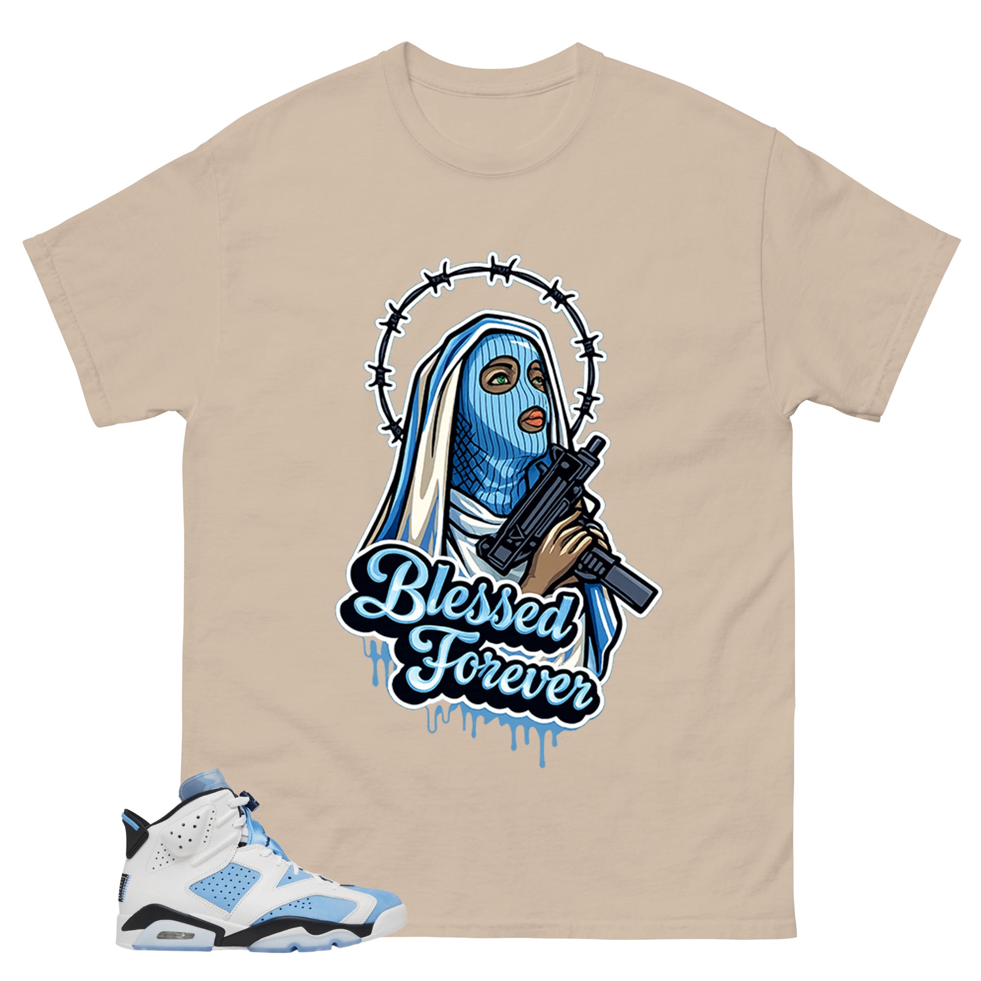 Blue UNC Home 6s Zadago Shirt Blessed Forever Graphic