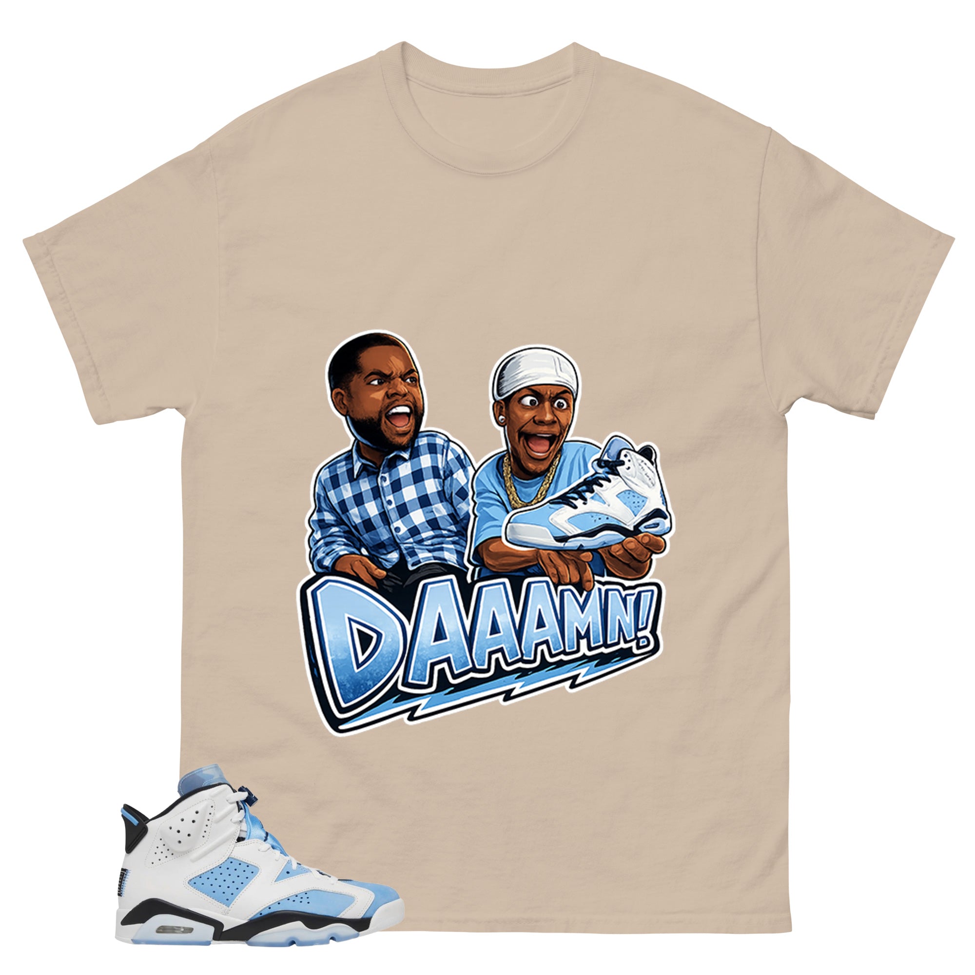 Blue UNC Home 6s Zadago Shirt Daaamn Sneaker Graphic