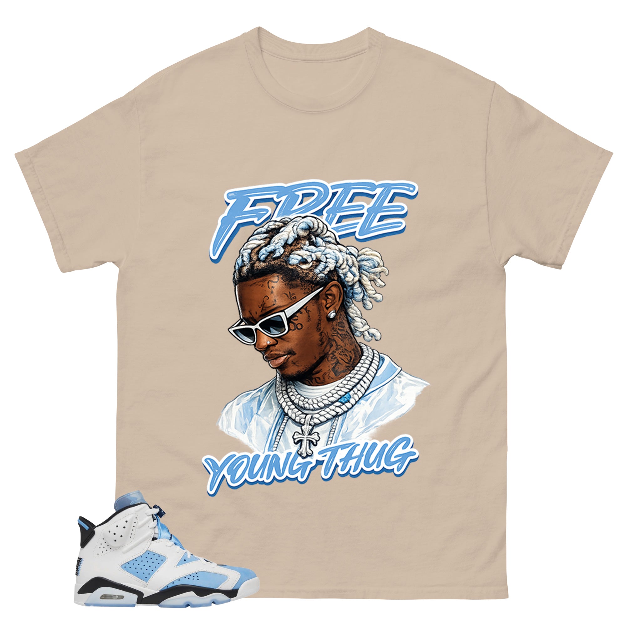 Blue UNC Home 6s Zadago Shirt Free Young Thug Graphic
