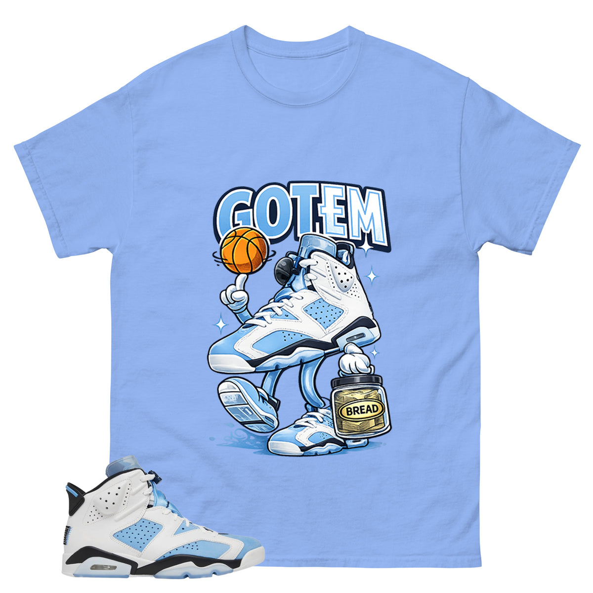 Blue UNC Home 6s Zadago Shirt Got Em Bread Graphic