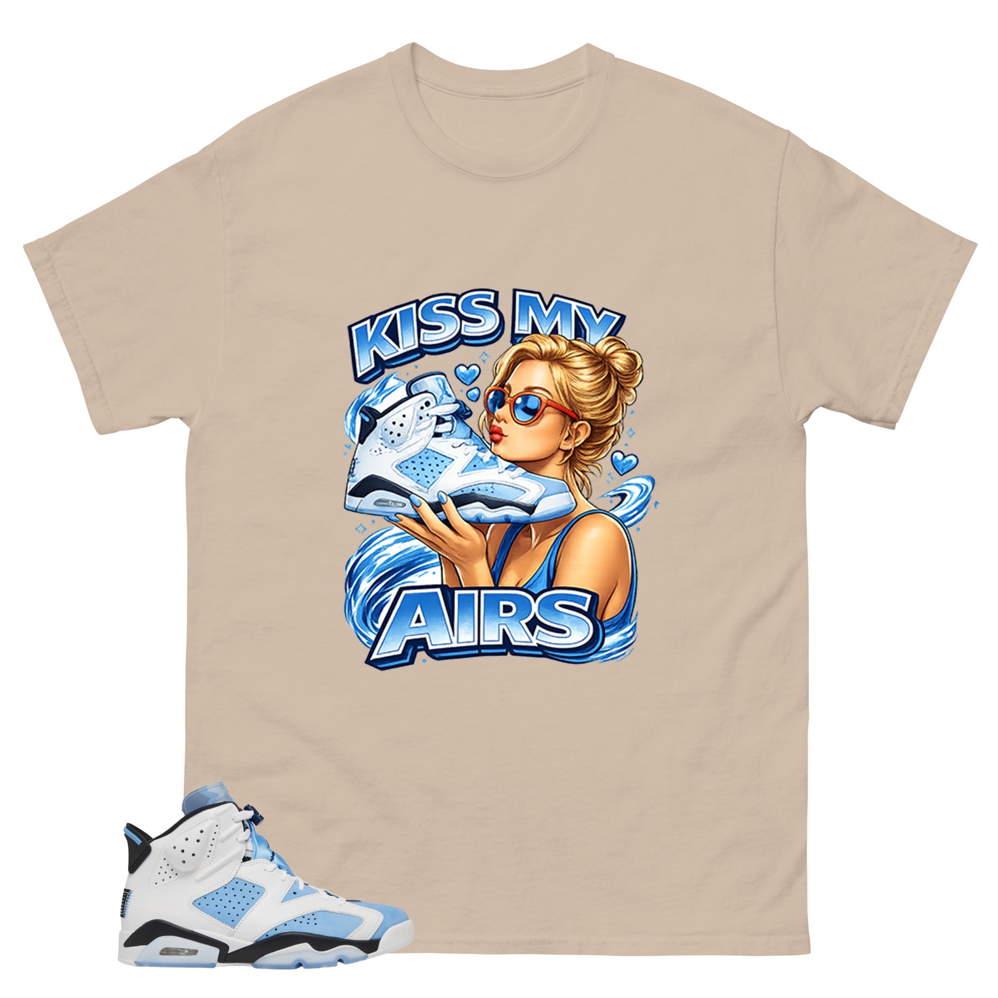 Blue UNC Home 6s Zadago Shirt Kiss My Airs Graphic