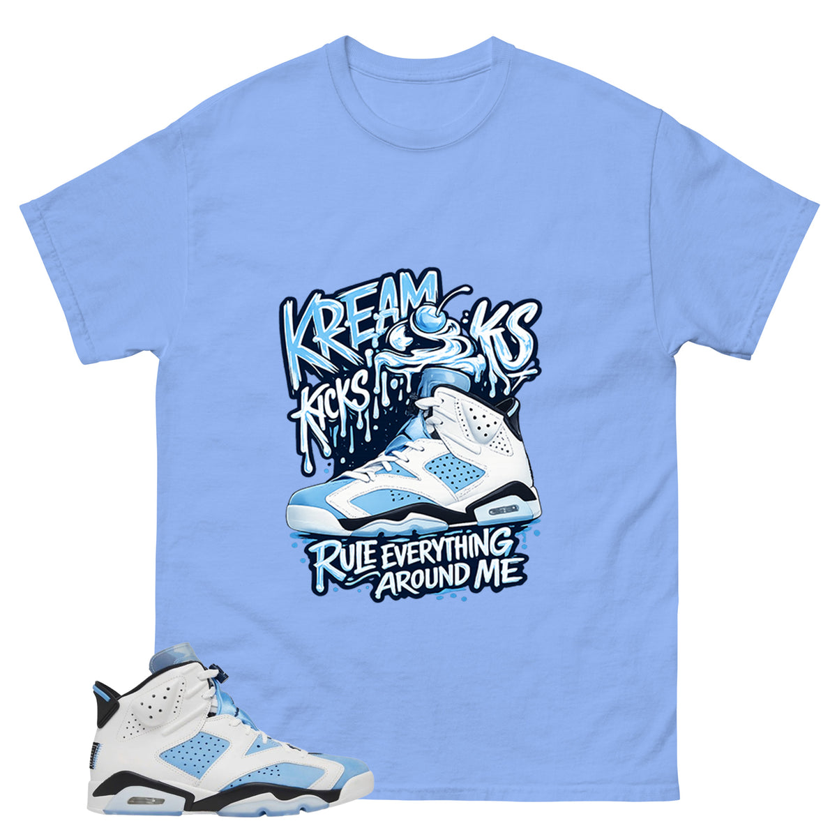 Blue UNC Home 6s Zadago Shirt Kream Kicks Graphic