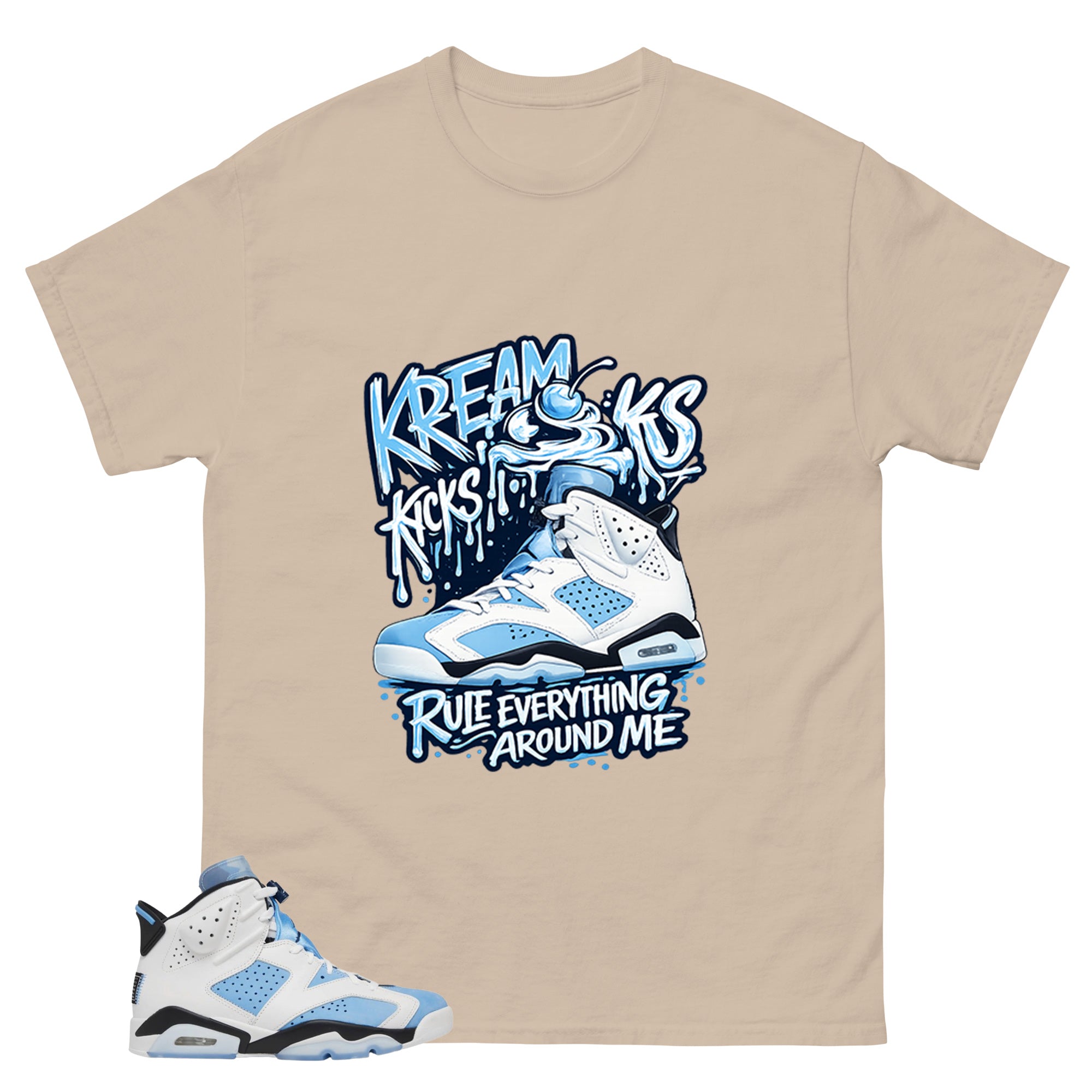 Blue UNC Home 6s Zadago Shirt Kream Kicks Graphic