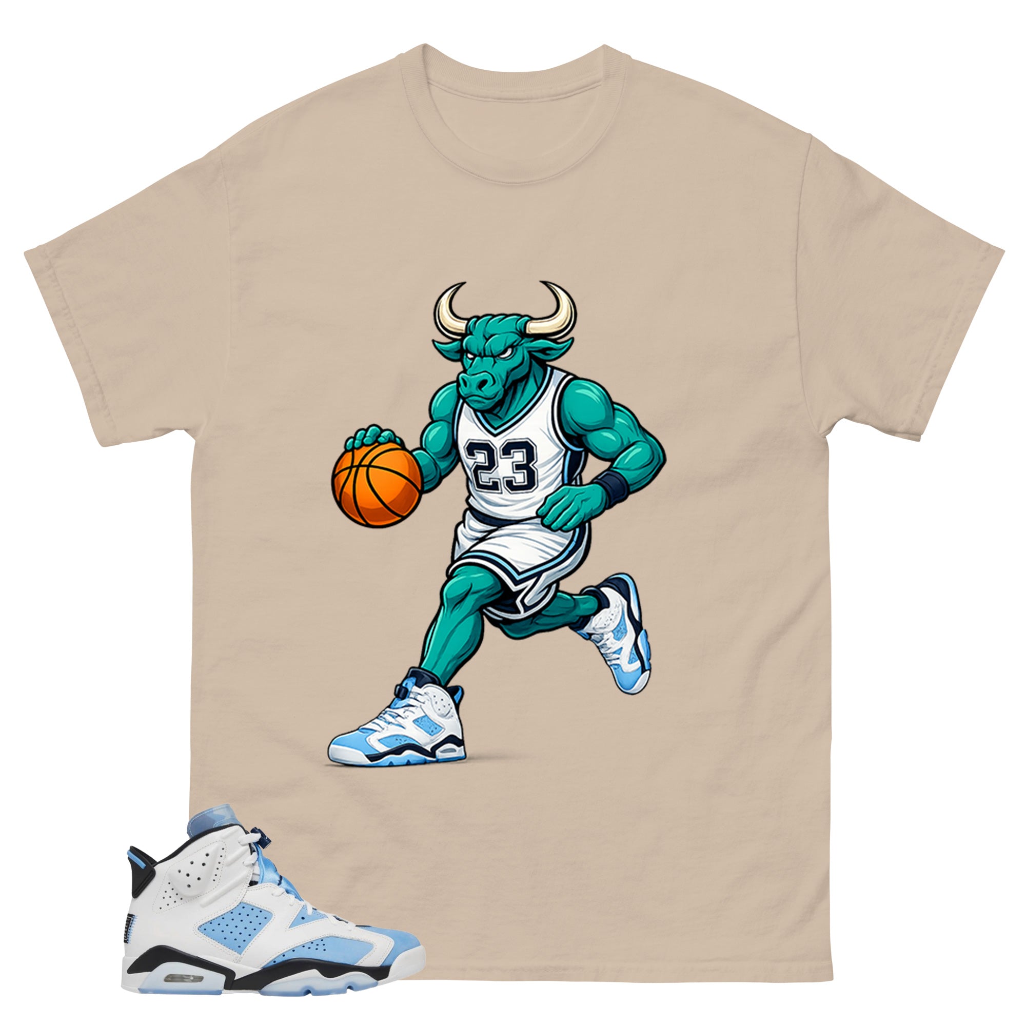 Blue UNC Home 6s Zadago Shirt Raging Bull Graphic
