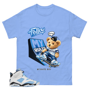 Blue UNC Home 6s Zadago Shirt Skate Boy Graphic