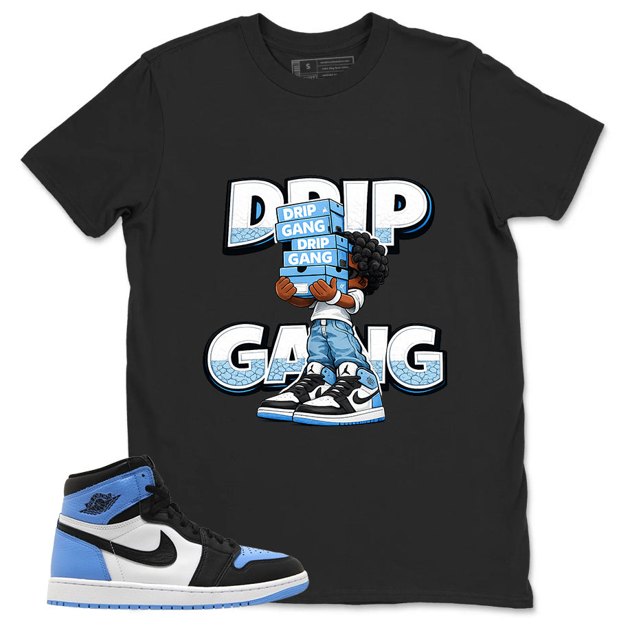 Blue UNC Toe 1s Zadago Shirt Drip Gang Graphic