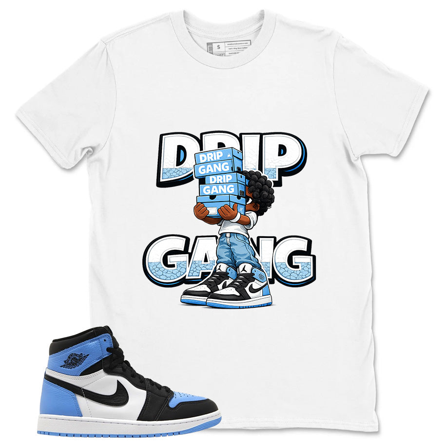 Blue UNC Toe 1s Zadago Shirt Drip Gang Graphic