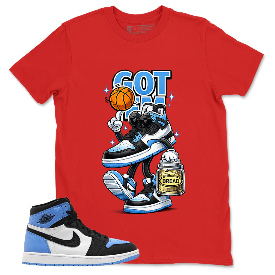 Blue UNC Toe 1s Zadago Shirt Got Em Bread Graphic