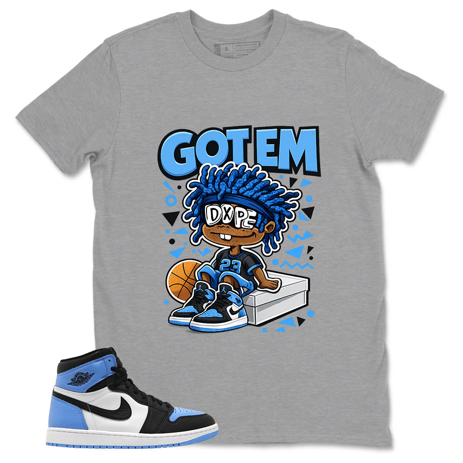 Blue UNC Toe 1s Zadago Shirt Got Em Dope Graphic
