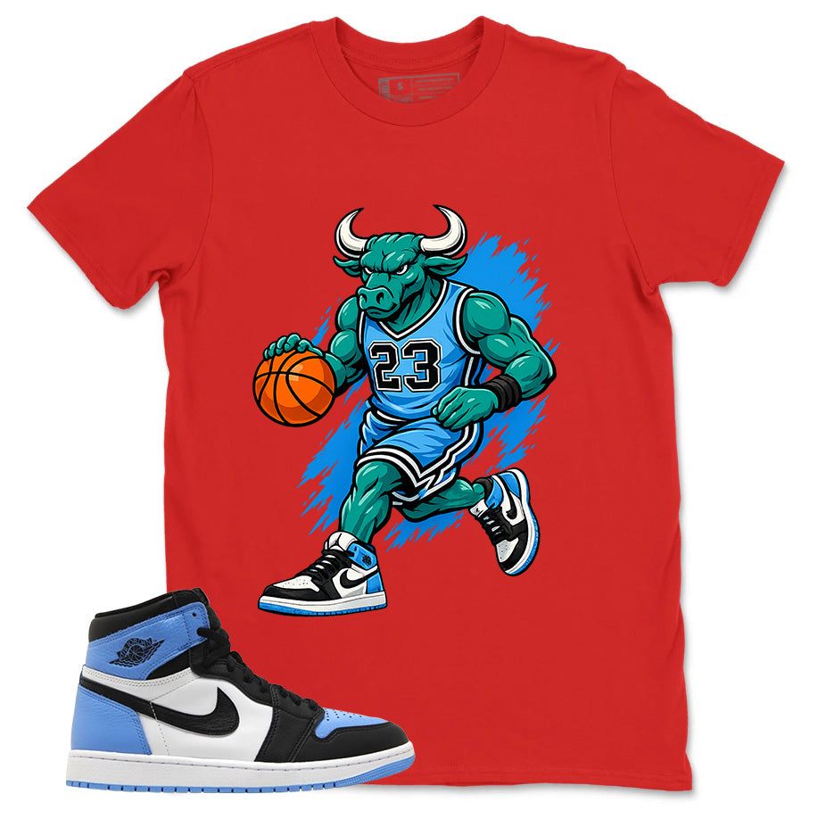Blue UNC Toe 1s Zadago Shirt Raging Bull Graphic