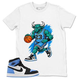 Blue UNC Toe 1s Zadago Shirt Raging Bull Graphic