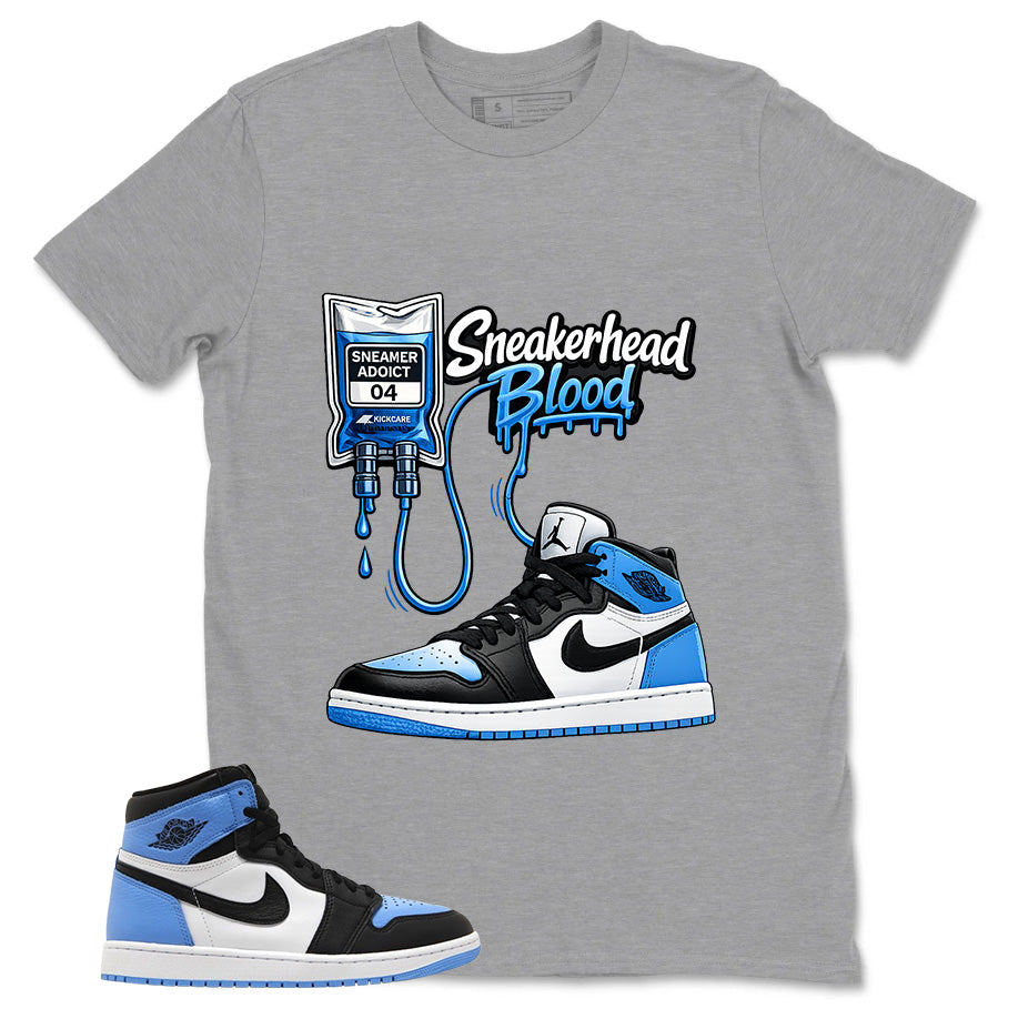 Blue UNC Toe 1s Zadago Shirt Sneakerhead Blood Graphic