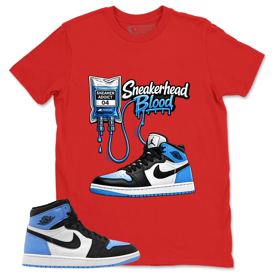 Blue UNC Toe 1s Zadago Shirt Sneakerhead Blood Graphic