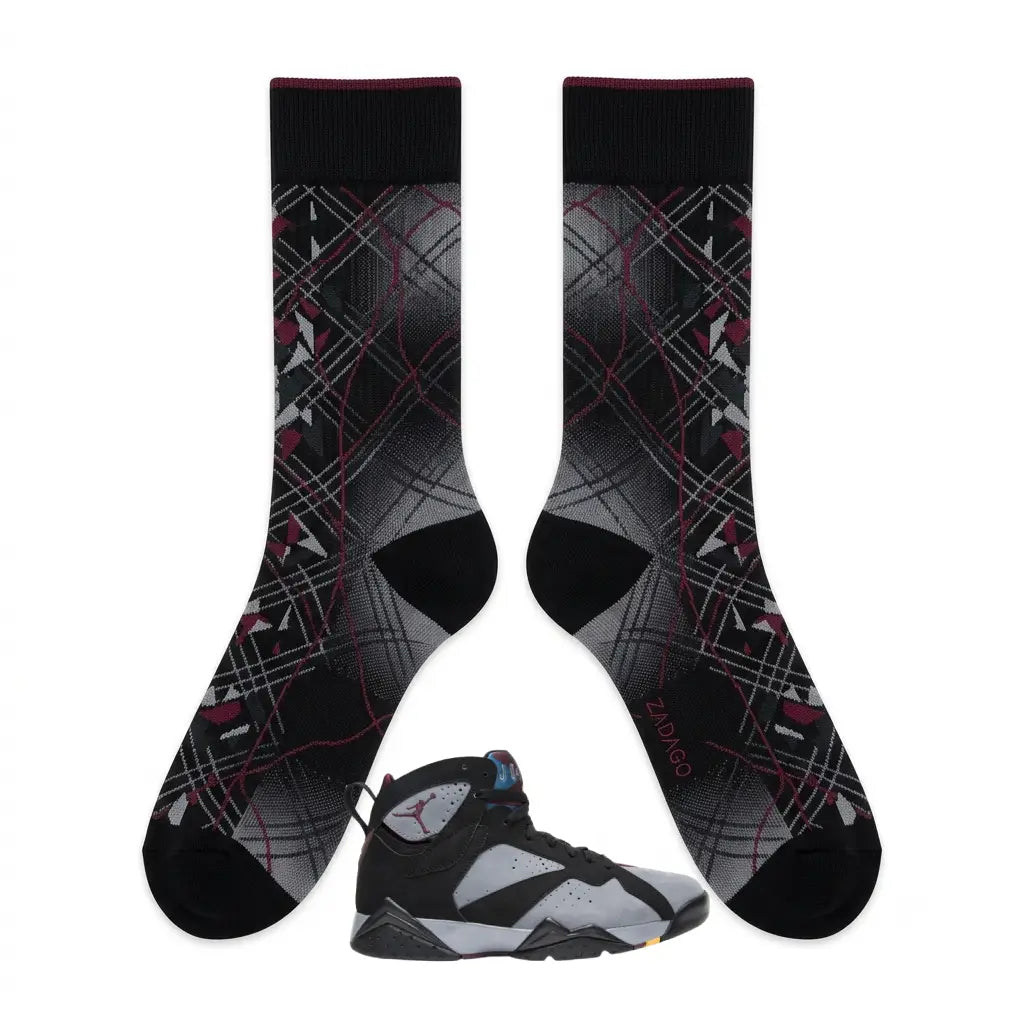 Bordeaux Sneaker Match Socks – Air Jordan 7 Retro Bordeaux 2011 Inspired Mid-Calf Crew Socks