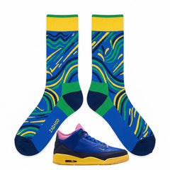Brazil Sneaker Match Socks – Air Jordan 3 Inspired Mid-Calf Crew Socks