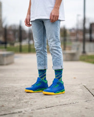 Brazil Sneaker Match Socks – Air Jordan 3 Inspired Mid-Calf Crew Socks
