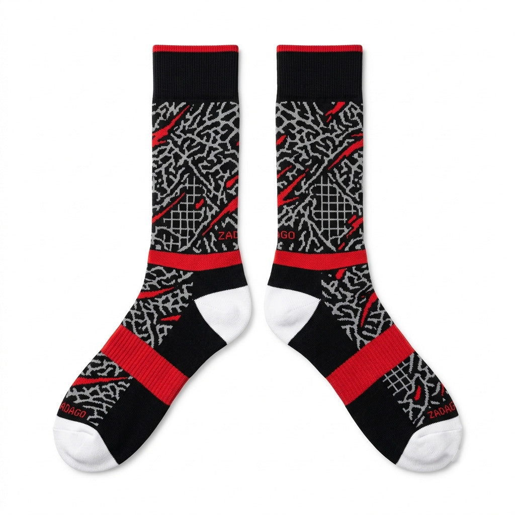Bred OG Socks – Air Jordan 4 Retro Inspired Mid-Calf Unisex Crew Socks
