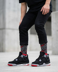Bred OG Socks – Air Jordan 4 Retro Inspired Mid-Calf Unisex Crew Socks