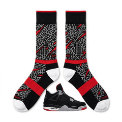 Bred OG Socks – Air Jordan 4 Retro Inspired Mid-Calf Unisex Crew Socks