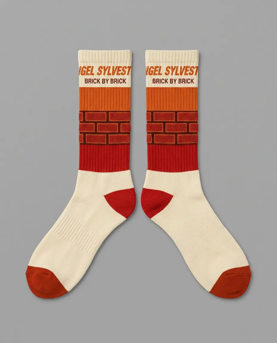 Brick By Brick Sneaker Match Socks – Nigel Sylvester x Air Jordan 4 Retro OG SP Inspired Mid-Calf Crew Socks