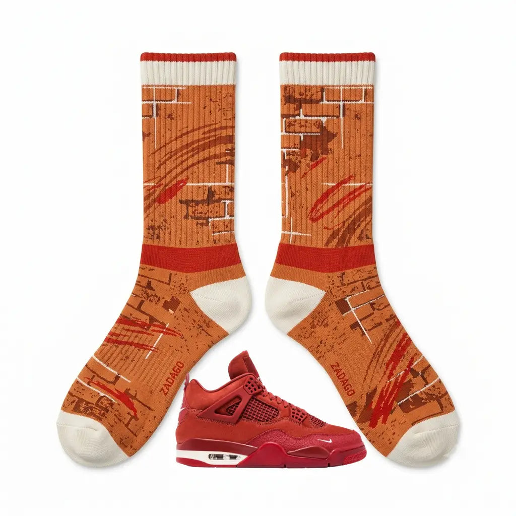 Brick By Brick Socks – Nigel Sylvester x Air Jordan 4 OG SP Inspired Mid-Calf Unisex Crew Socks