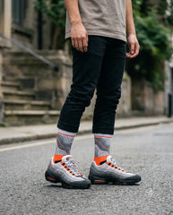 Bright Mandarin Sneaker Match Socks – Air Max 95 Inspired Mid-Calf Crew Socks Unisex