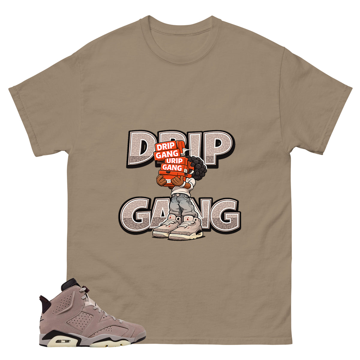 Brown Smoky Mauve 6s Zadago Shirt Drip Gang Graphic