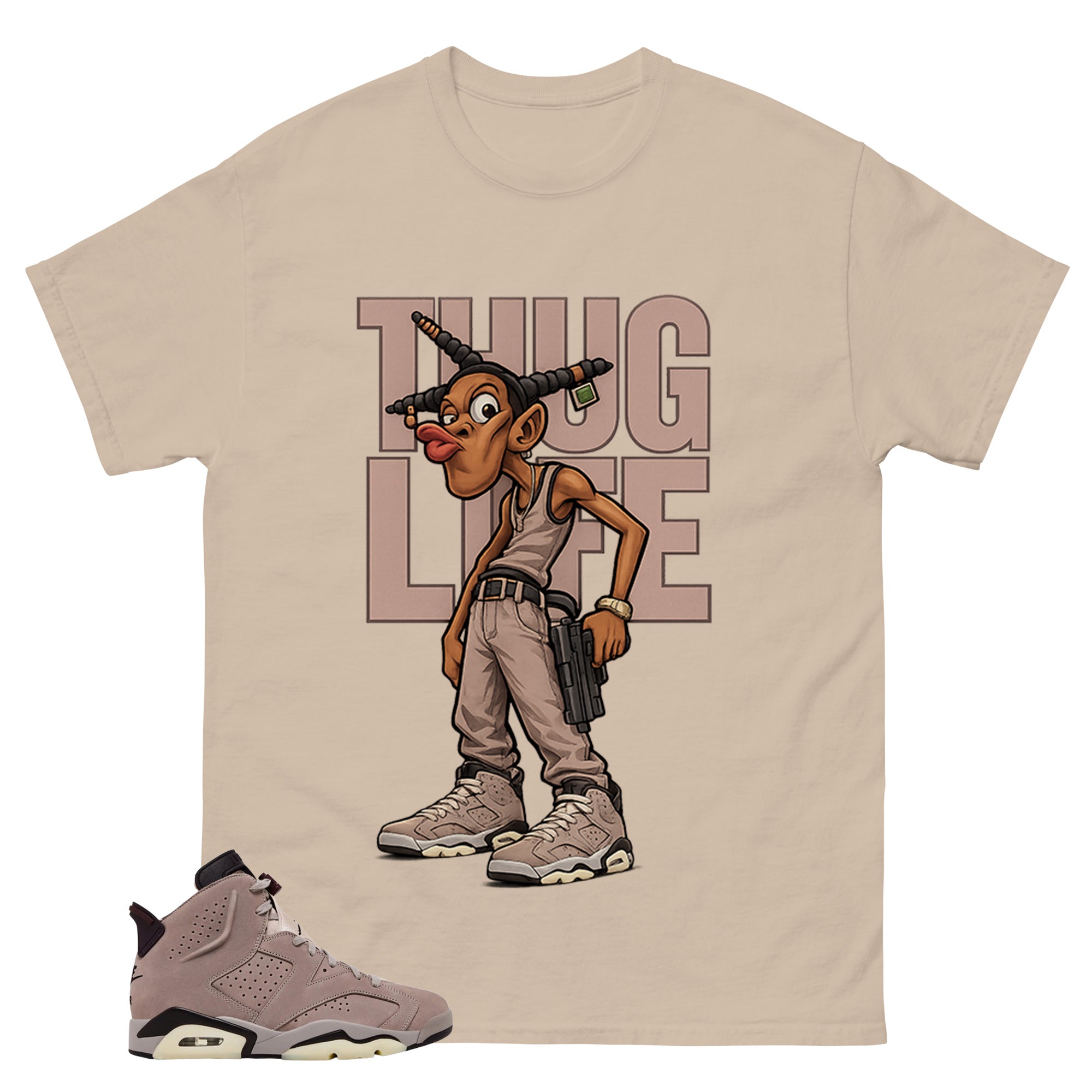 Brown Smoky Mauve 6s Zadago Shirt Thug Life Graphic