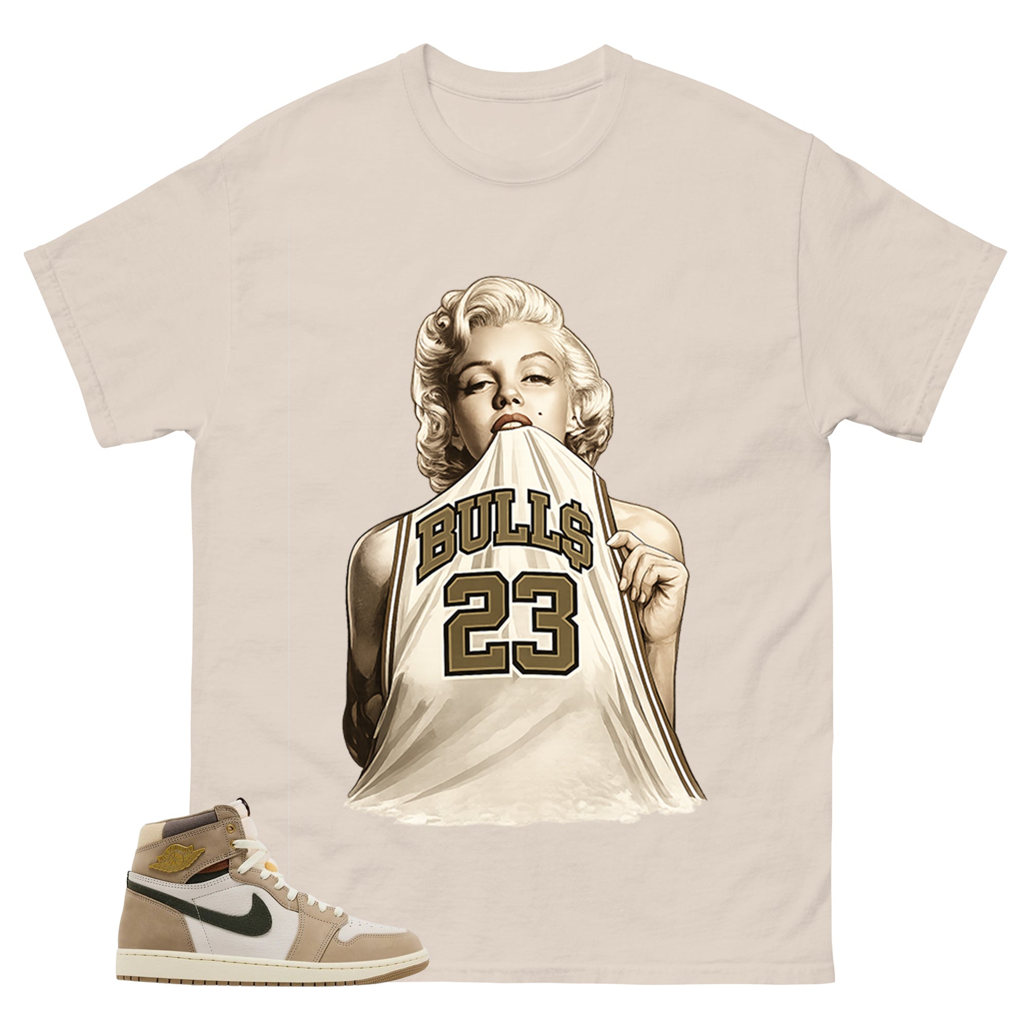 Bull 23 Marilyn Shirt - Match Cream Wmns Air Jordan 1 Khaki