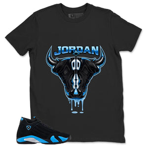 Bull Dripping Sneaker Shirt- Match Air Jordan 14 Black University Blue 2026