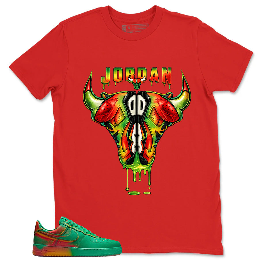 Bull Head Jordan Shirt - Match Air Force 1 Stadium Green Crimson